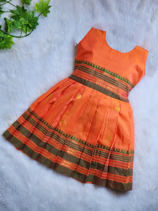 Amba Collection Boutique's Girl's Traditional Ethnic Wear NarayanPeth Butti Design Sleeveless Frock