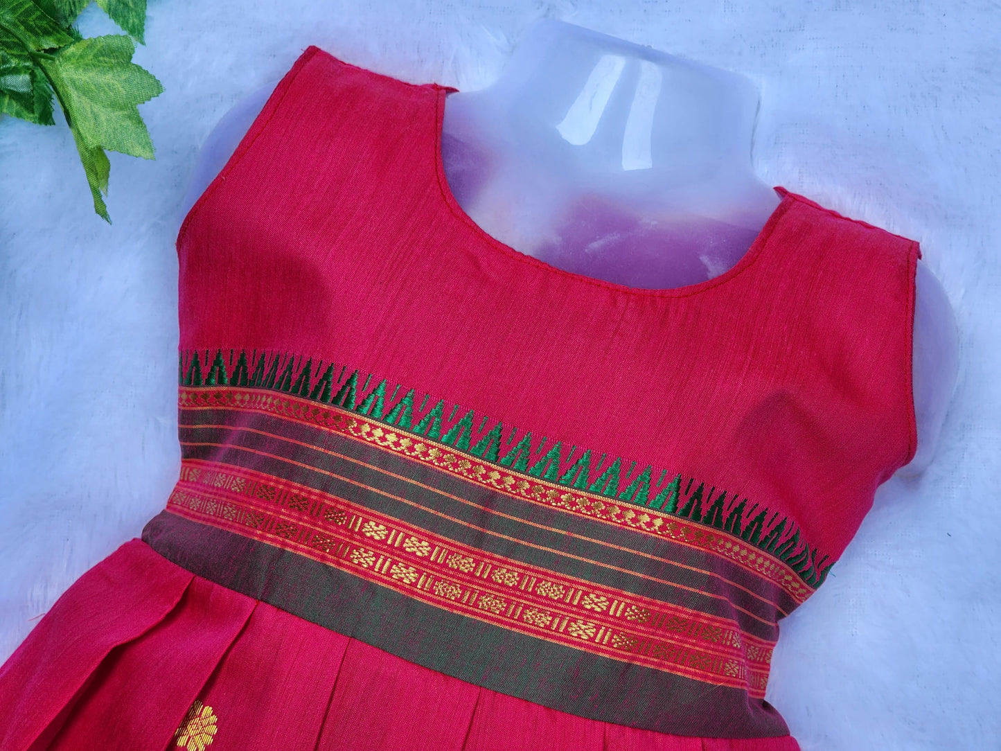 Amba Collection Boutique's Girl's Traditional Ethnic Wear NarayanPeth Butti Design Sleeveless Frock