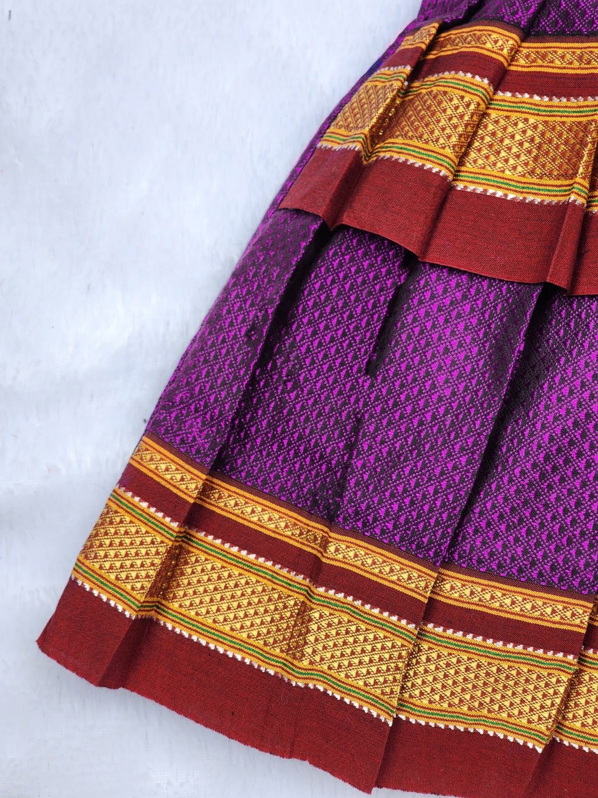 Amba Collection Boutique's Girl's Traditional Ethnic Wear Reshim Cotton Nath Khan Frock Purple