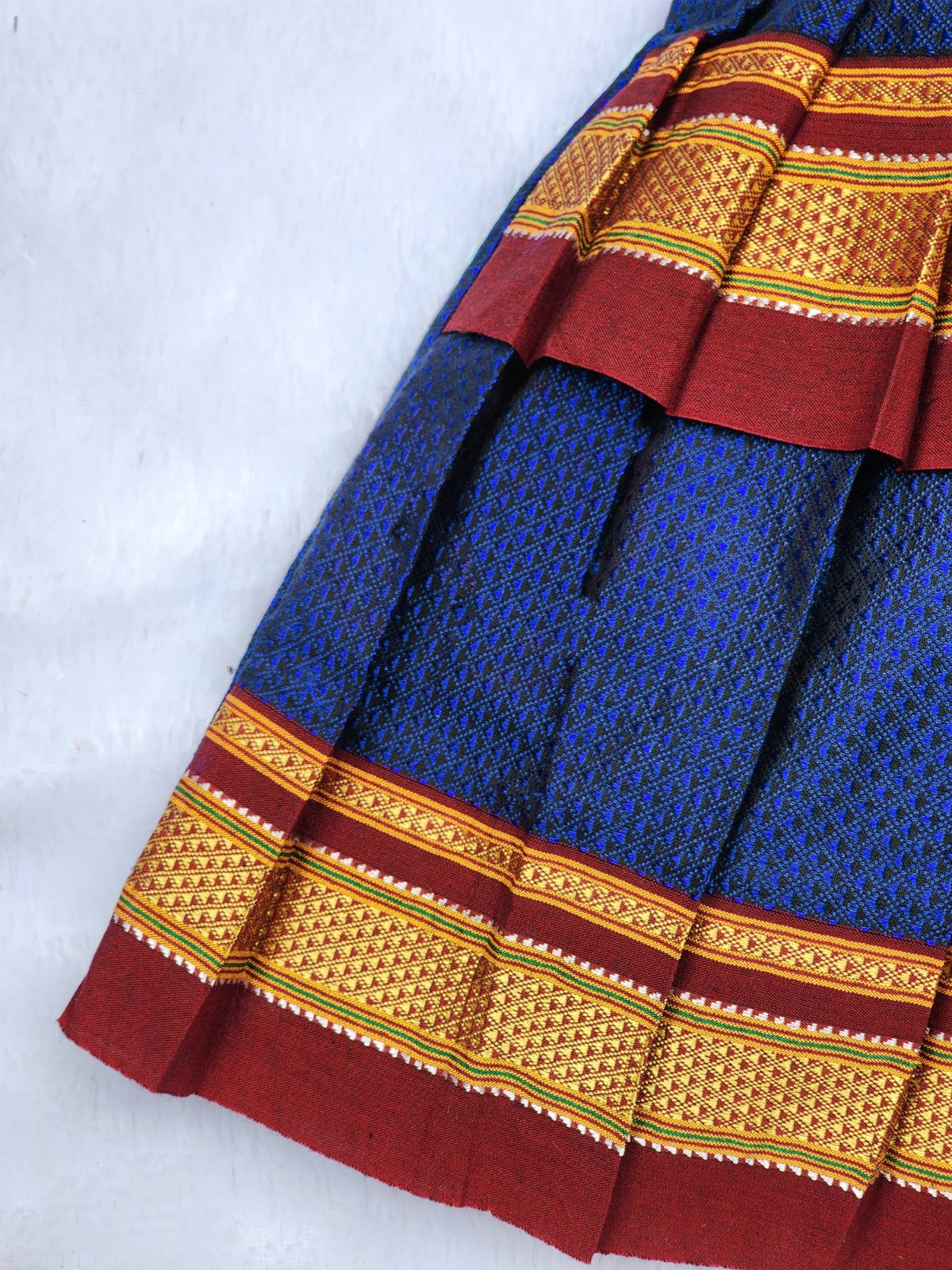 Amba Collection Boutique's Girl's Traditional Ethnic Wear Reshim Cotton Nath Khan Frock Blue