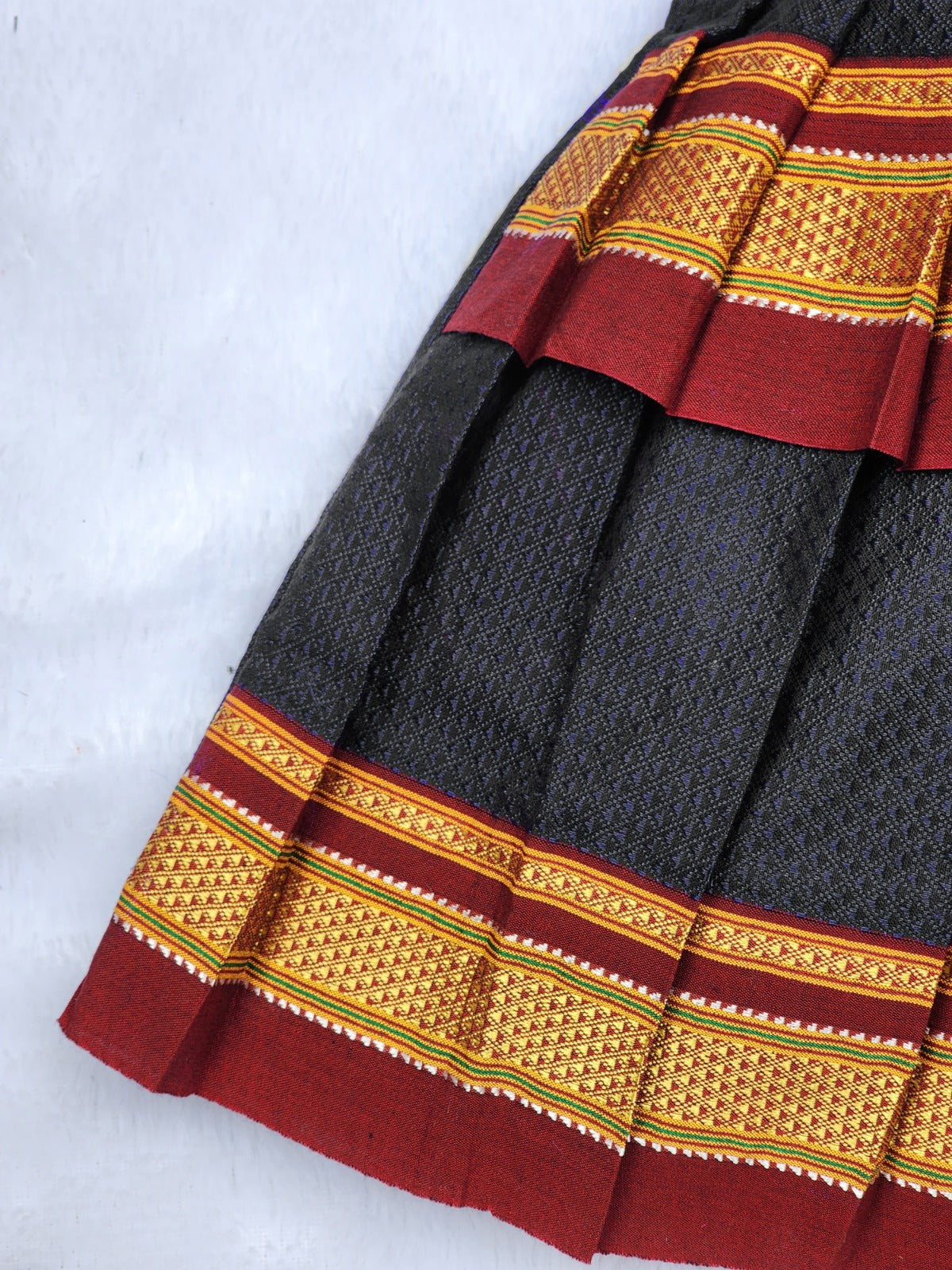 Amba Collection Boutique's Girl's Traditional Ethnic Wear Reshim Cotton Nath Khan Frock Black