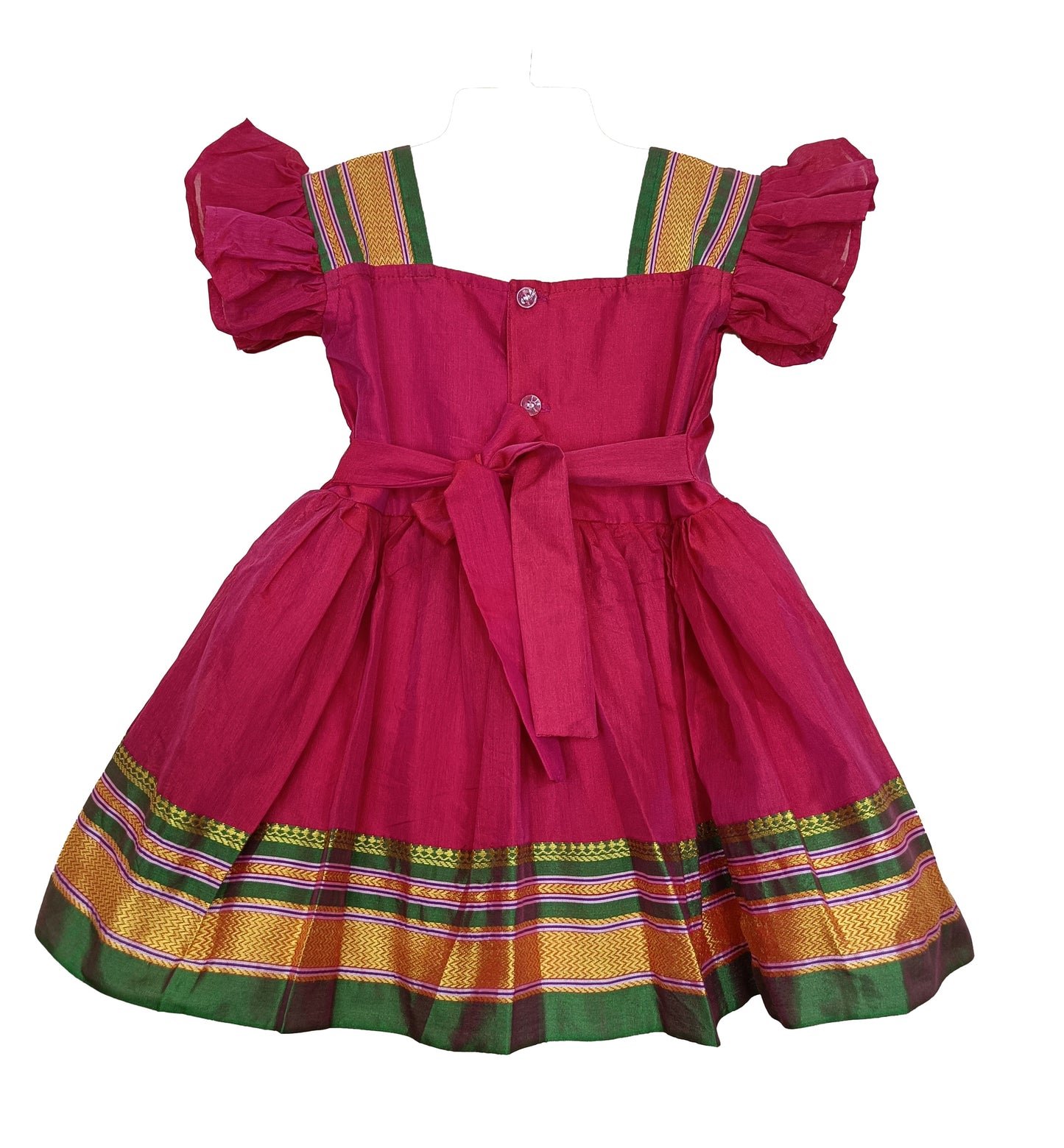 Amba Collection Boutique Girl's New Traditional Ethnic Wear Cotton Plain Irkal Sleeves Freel Frock Pink