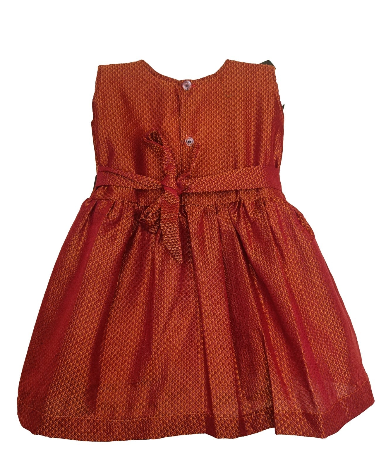 Amba Collection Boutique's Girl's Traditional Ethnic Wear Reshim Cotton Khan Side Freel Frock Orange