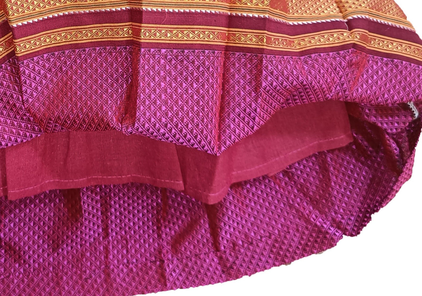 Amba Collection Boutique's Girl's Traditional Ethnic Wear Reshim Cotton Khan Side Freel Frock Pink With Brown Border