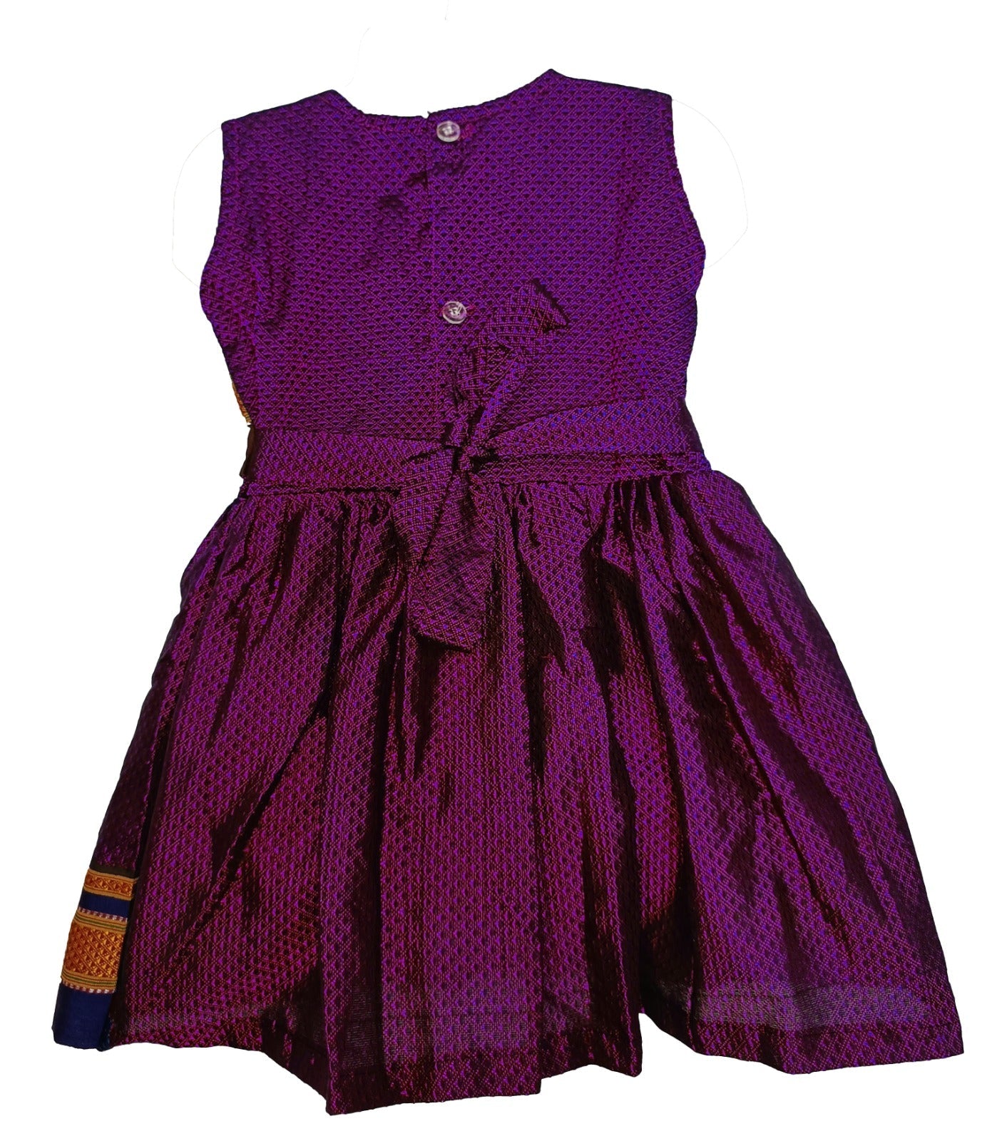 Amba Collection Boutique's Girl's Traditional Ethnic Wear Reshim Cotton Khan Side Freel Frock Purple